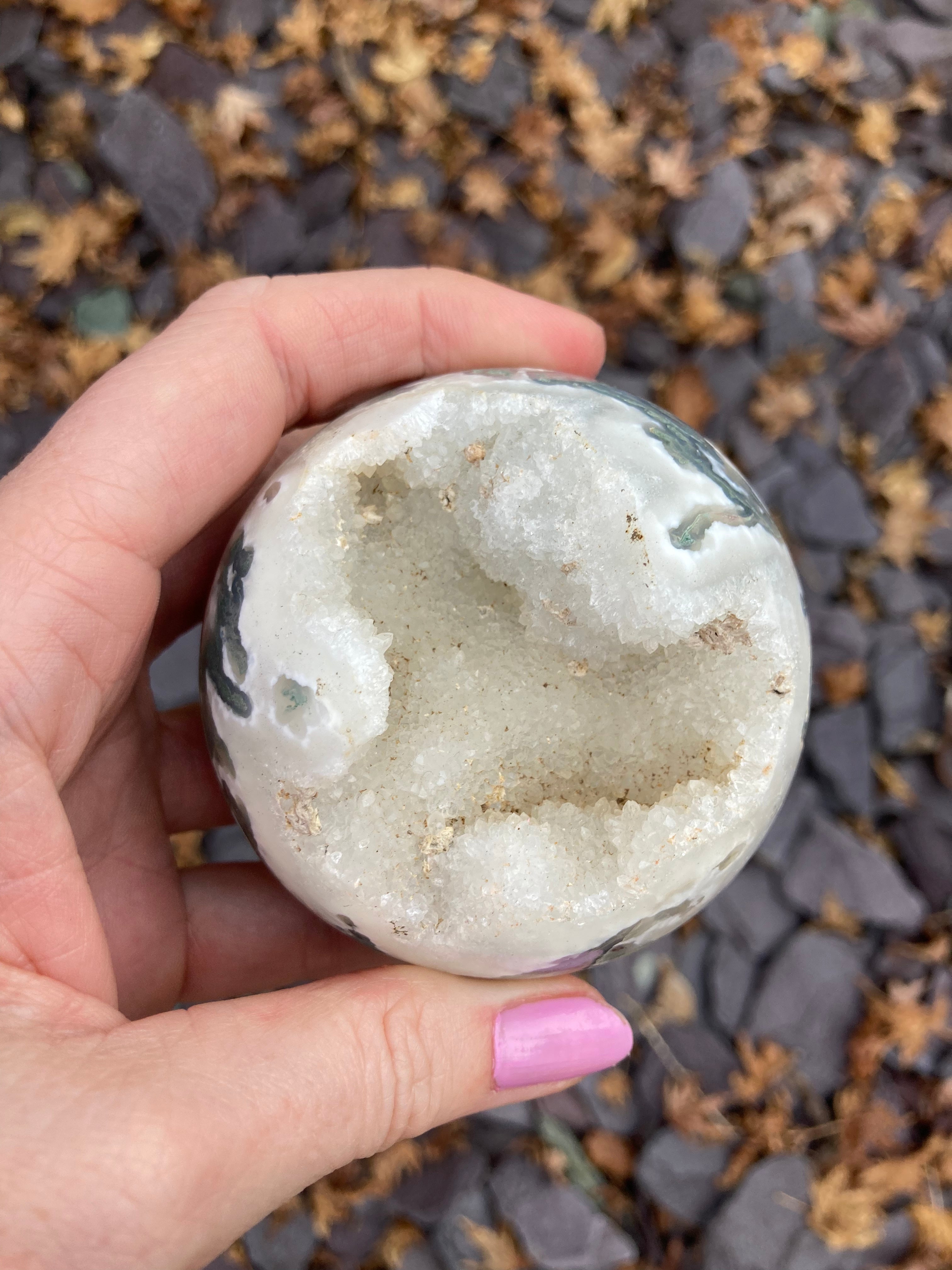 Large Druzy Moss agate spheres 💚✨