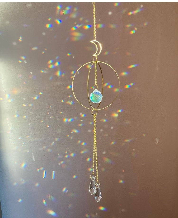 Stunning double hoop and moon 🌙 Sun catcher