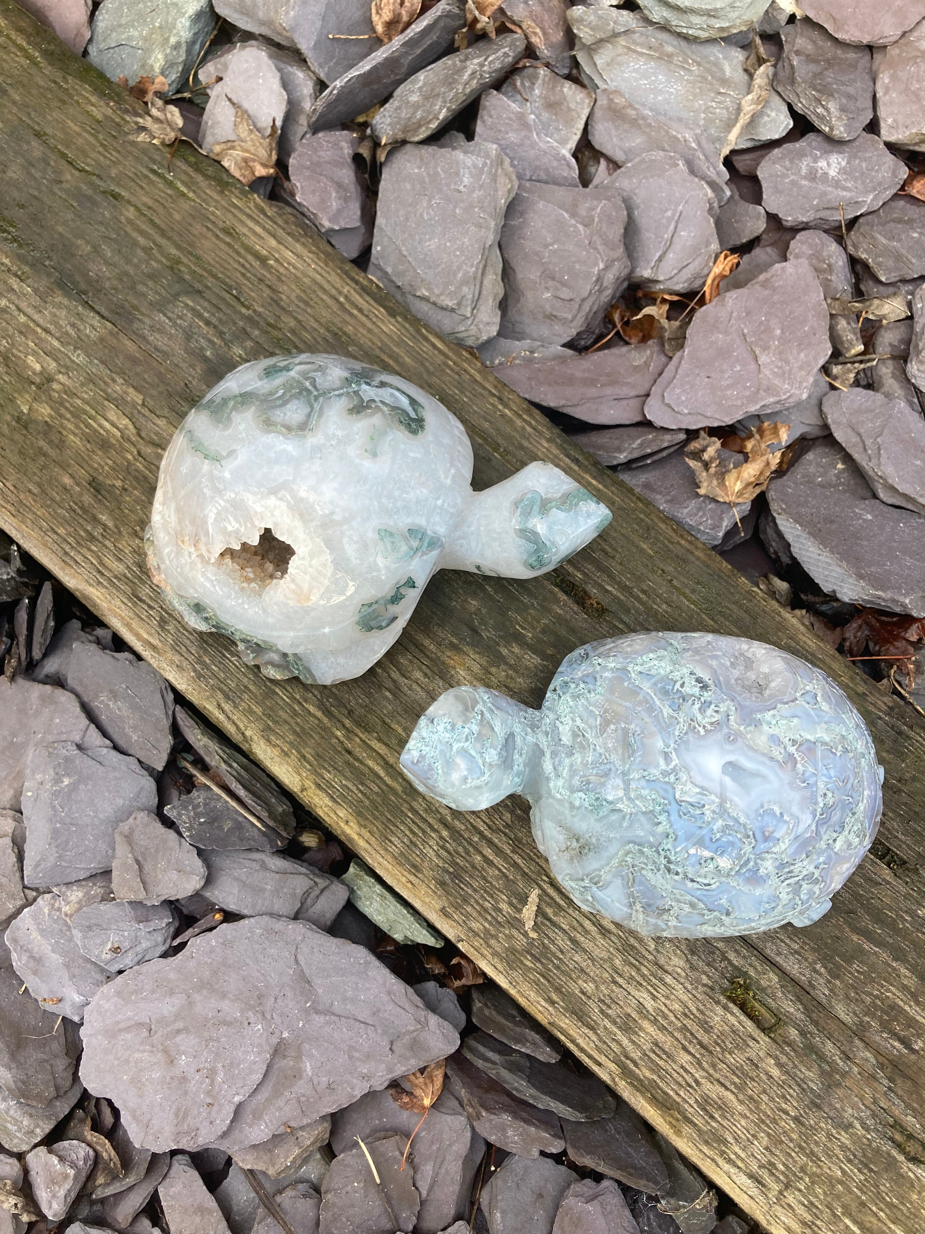 Druzy Moss Agate large turtles