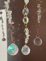 Load image into Gallery viewer, Selenite and Clear Quartz sun catcher with butterfly detail
