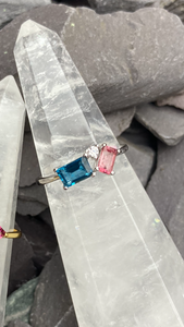 Stunning delicate White Topaz & Garnet and Pink tourmaline & Topaz rings