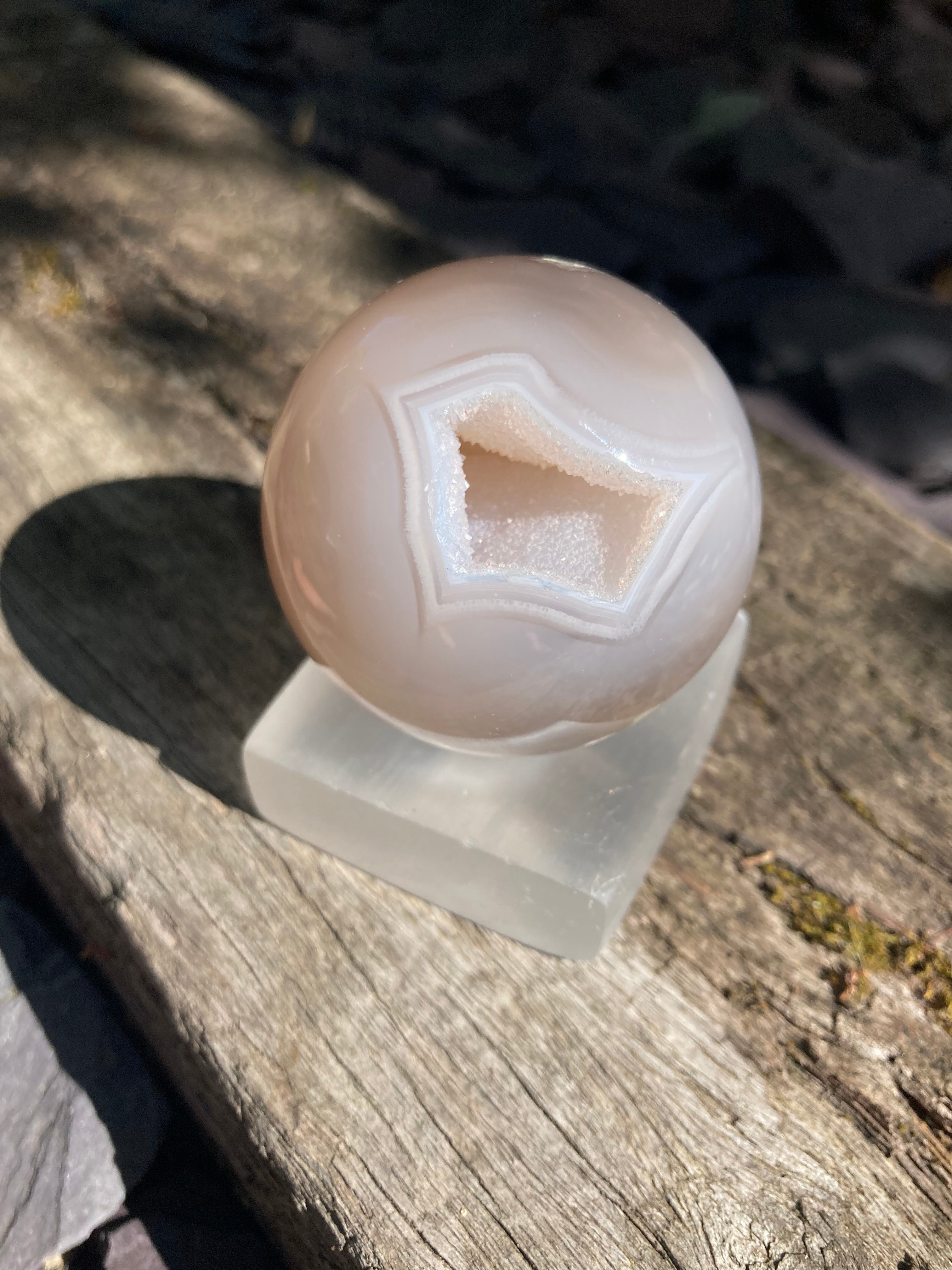 Double druzy Flower Agate sphere