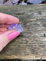 Load image into Gallery viewer, Mini Aura Amethyst star &amp; moon 💜 with Aura Amethyst chunk 💜 Aura Lepidolite Aura Star &amp; Puff heart 💜
