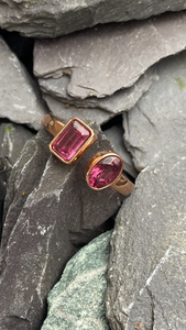 Garnet and Blue Topaz modern style rings