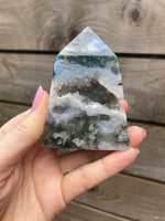 Load image into Gallery viewer, Moss Agate stunning super druzy unique towers💚✨
