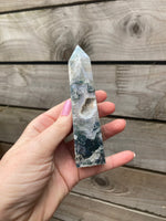 Load image into Gallery viewer, Moss agate druzy tower 💚✨✨
