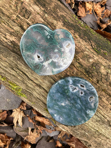 Stunning druzy Moss Agate small ring holders