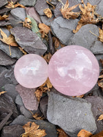 Load image into Gallery viewer, Super high quality icey Star Rose Quartz spheres
