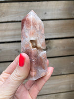 Load image into Gallery viewer, Druzy Carnelian &amp; quartz tower 🧡✨
