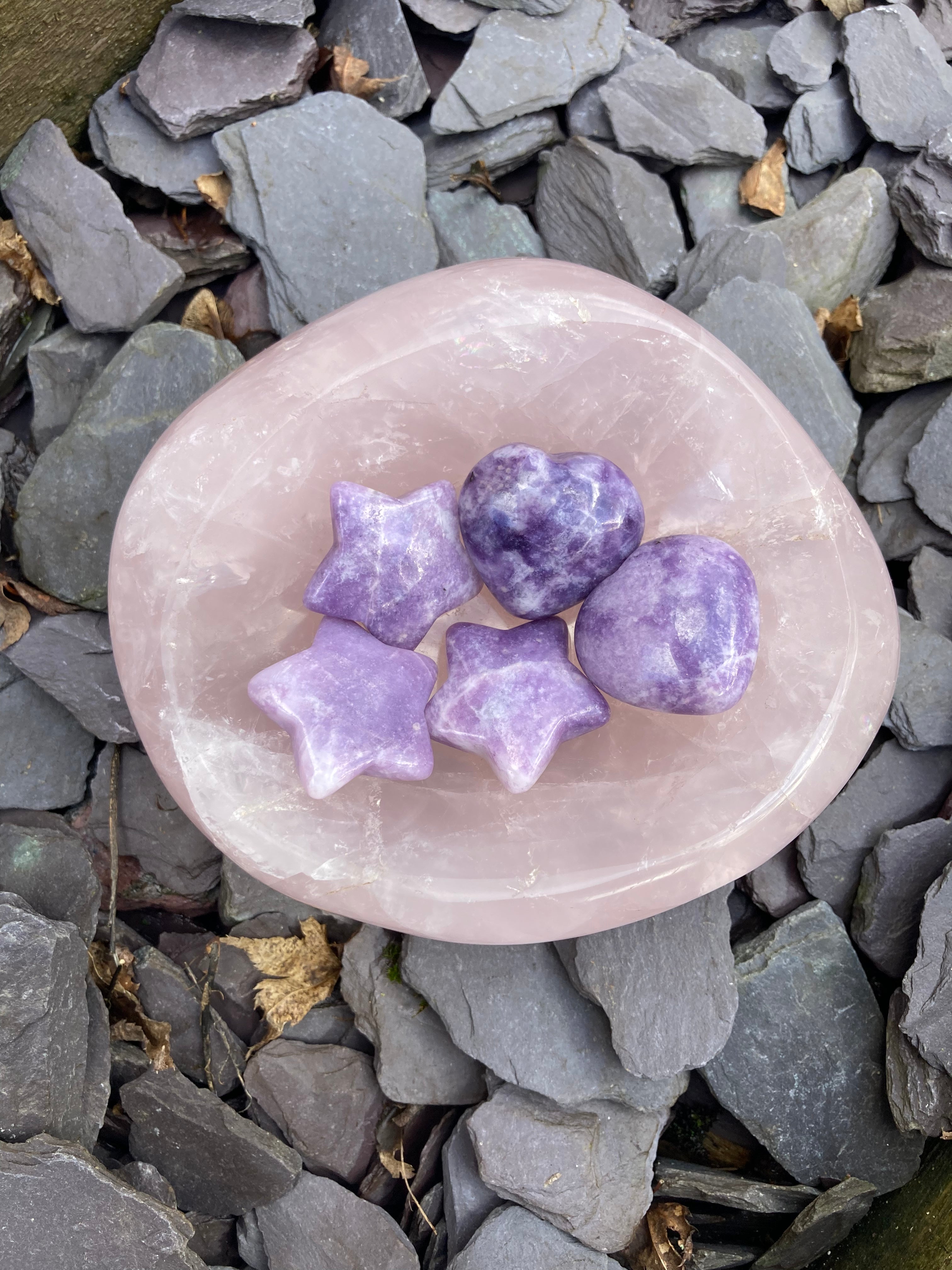 Mini Lepidolite stars ⭐️ & Hearts 💜