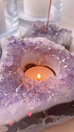 Load image into Gallery viewer, Amethyst candle  t-light holders
