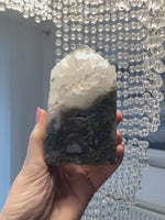 Load and play video in Gallery viewer, Moss Agate large druzy chunky tower
