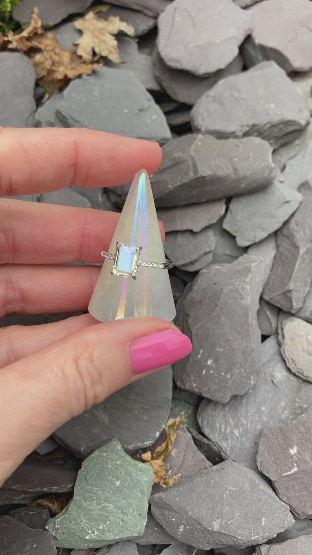 Stunning Aura Clear Quartz Ring