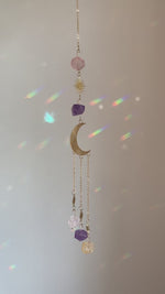 Load and play video in Gallery viewer, Amethyst Citrine &amp; Clear Quartz Sun Catcher
