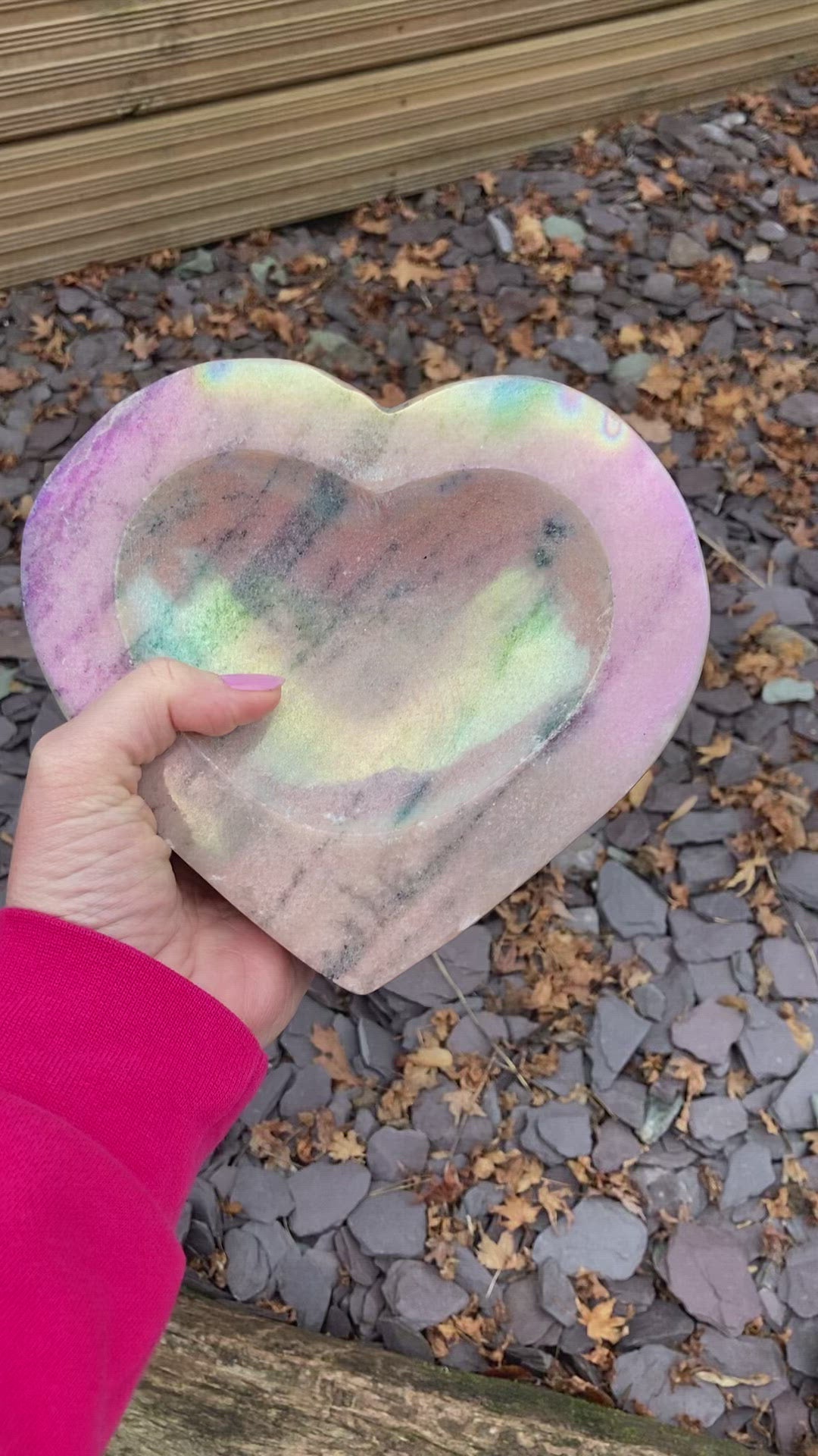 Stunning Aura Topaz large heart bowl