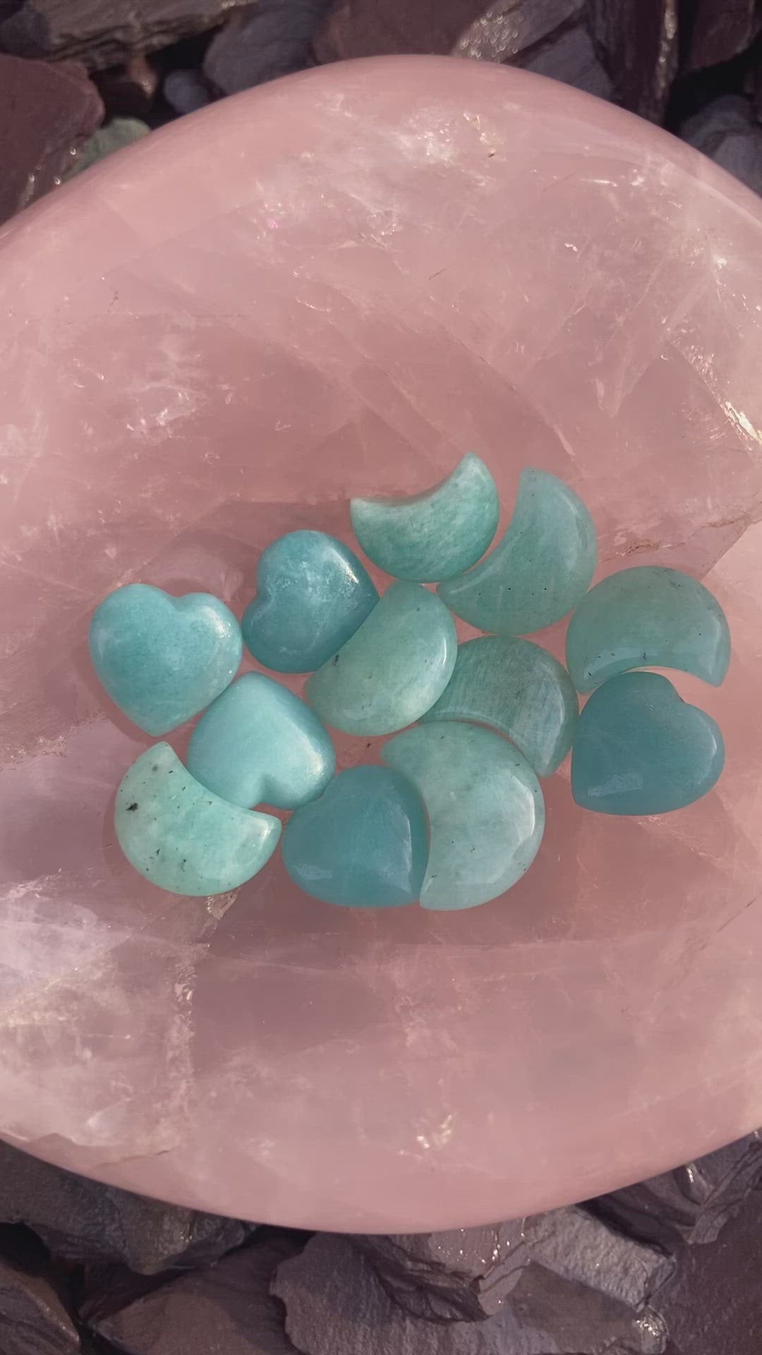 Mini Amazonite Hearts 💚 & Moons 🌙✨