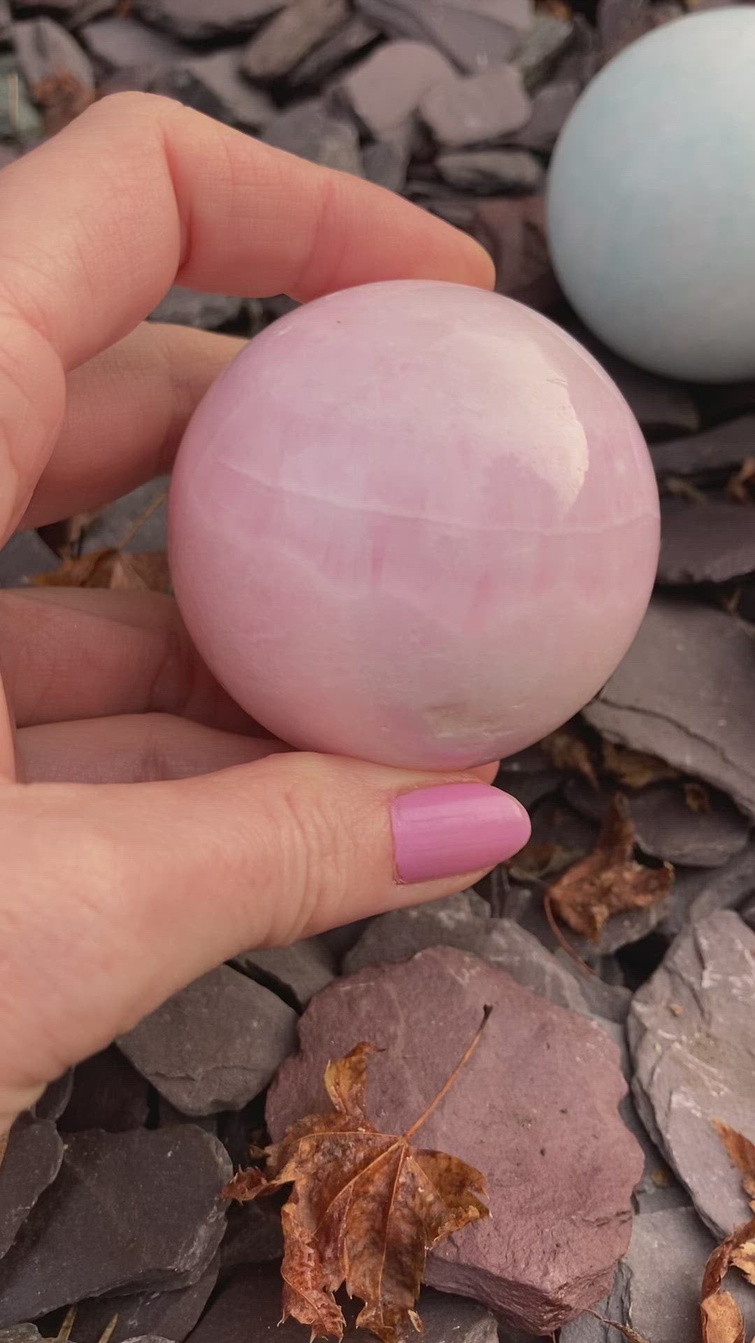 Beautiful pink & blue Aragonite spheres