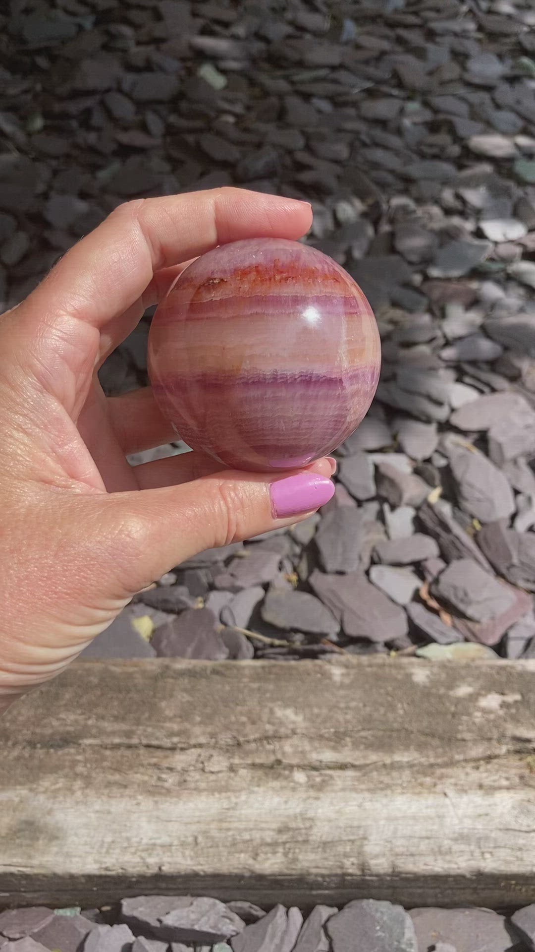 Stunning rare large Pink and Yellow Flourite sphere 💖💛✨