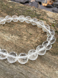 Faceted Clear quartz 🤍 Moonstone 🤍 Large Clear Quartz Sanskrit design 🤍 bracelets