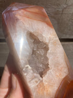 Load image into Gallery viewer, Large druzy Quartz and Carnelian chunky tower
